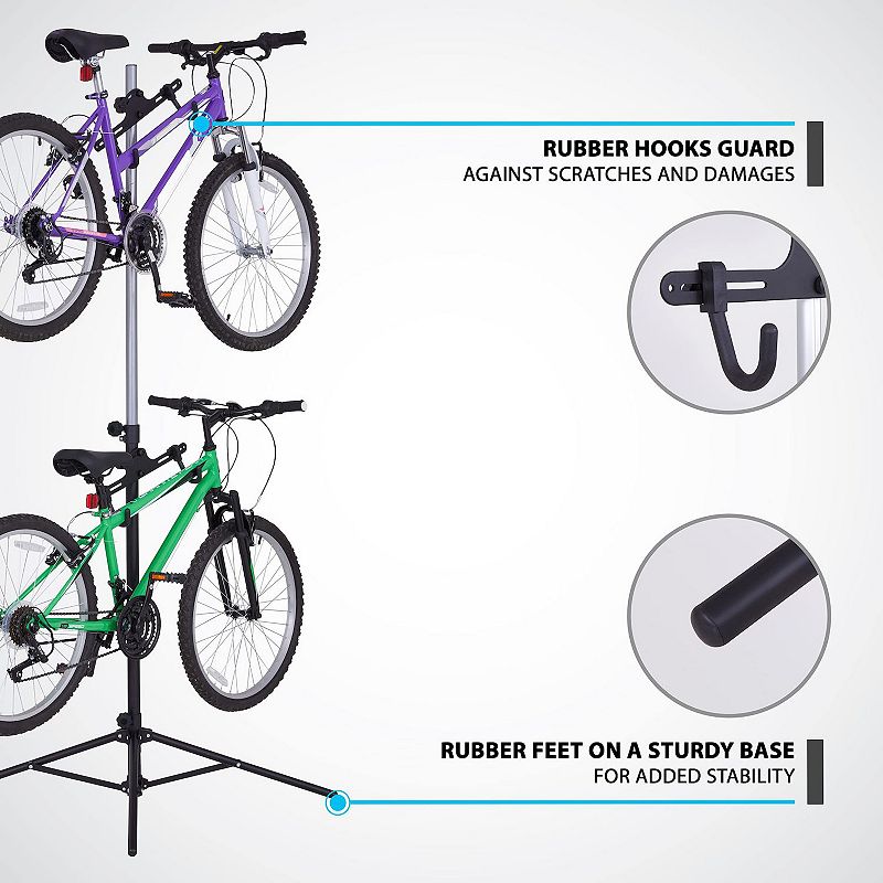 RaxGo Freestanding and Foldable Design， Adjustable Bike Storage Rack for 2 Bikes