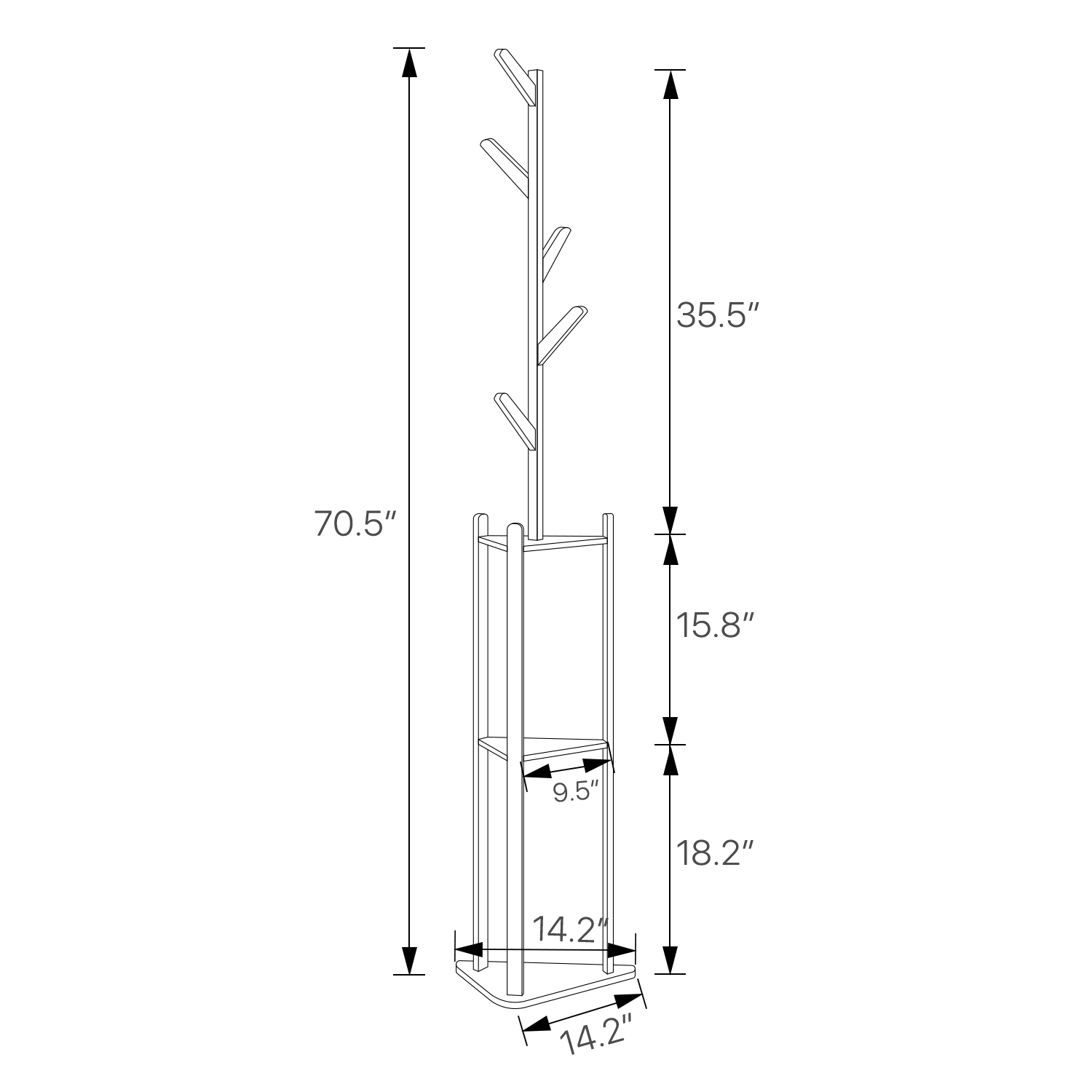 MoNiBloom Bamboo 3 Tiers Coat Rack， Clothes Storage Stand， Hooks Hall Tree， Natural， for Entryway