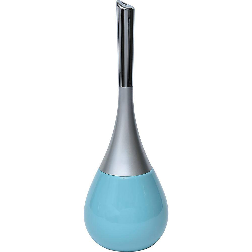 Bath Free Standing Toilet Bowl Brush and Holder Water Drop in Blue 6632147