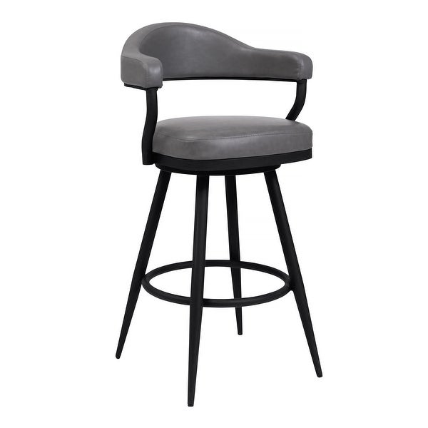 Justin Swivel Counter or Bar Stool in Faux Leather and Metal