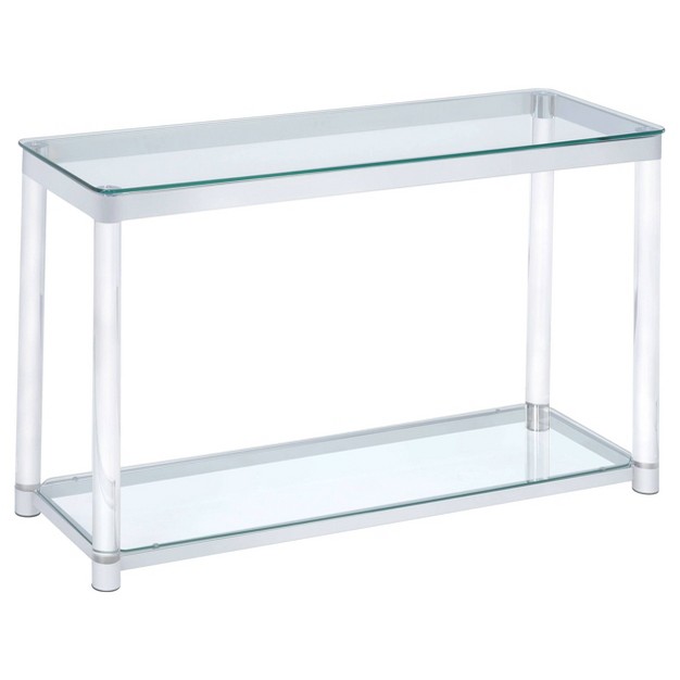 Anne Acrylic Console Sofa Table With Glass Top And Shelf Chrome Coaster