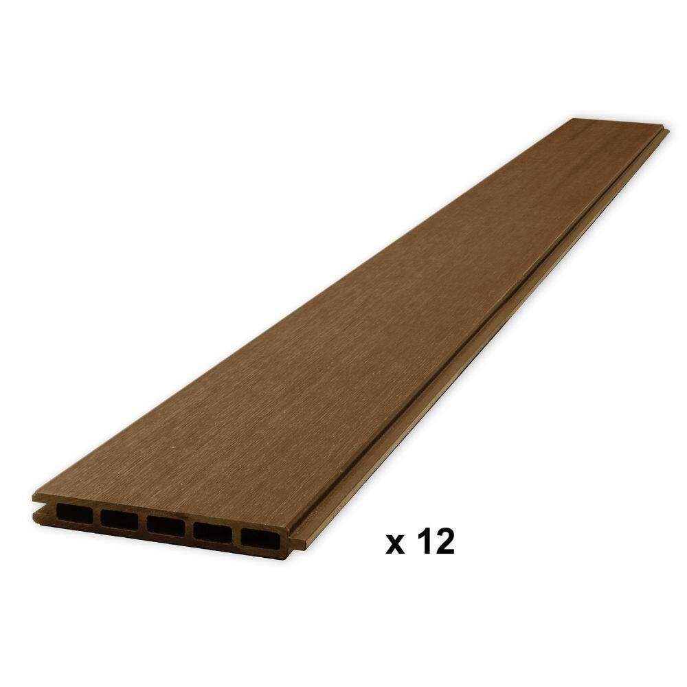 CREATIVE SURFACES Composite Fence Series 6 ft. x 6 ft. Saddle Brown Brushed Fence Panel (12-Pack) HDPNL0002