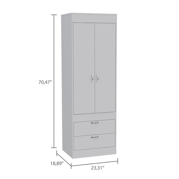 Alabama Armoire with Large Cabinet and 2 Drawers - - 32966106