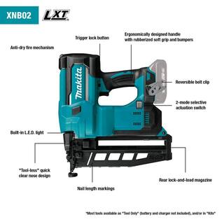 Makita 18V LXT Lithium-Ion 16-Gauge Cordless 2-12 in. Straight Finish Nailer (Tool Only) XNB02Z