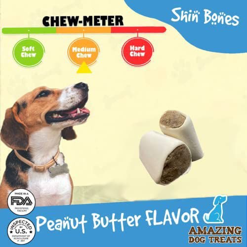 Amazing Dog Treats 2 - 3-inch Peanut Butter Filled Bone Dog Treats， 4 count