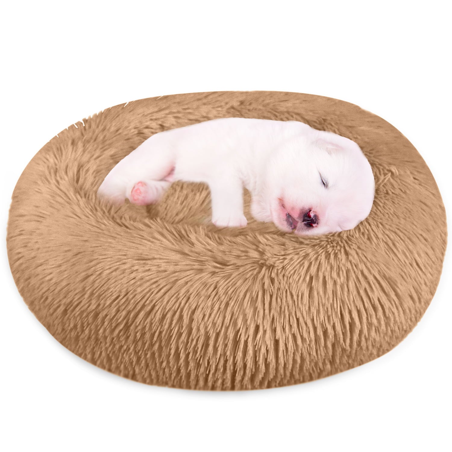 PETORO Dog Bed, Cat Bed, Pet Bed, Anti-Anxiety Machine Washable Donut Bed, Brown, Small