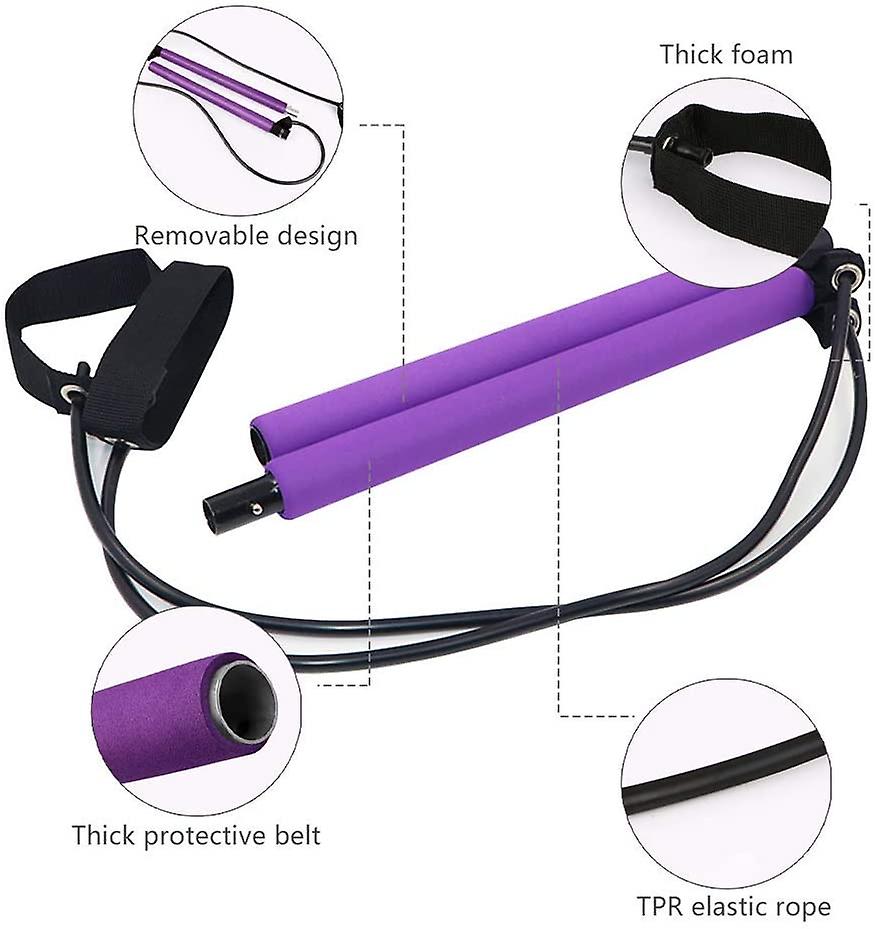 Portable Pilates Bar Resistance Band Yoga Stretch Rope Home Gym Fitness