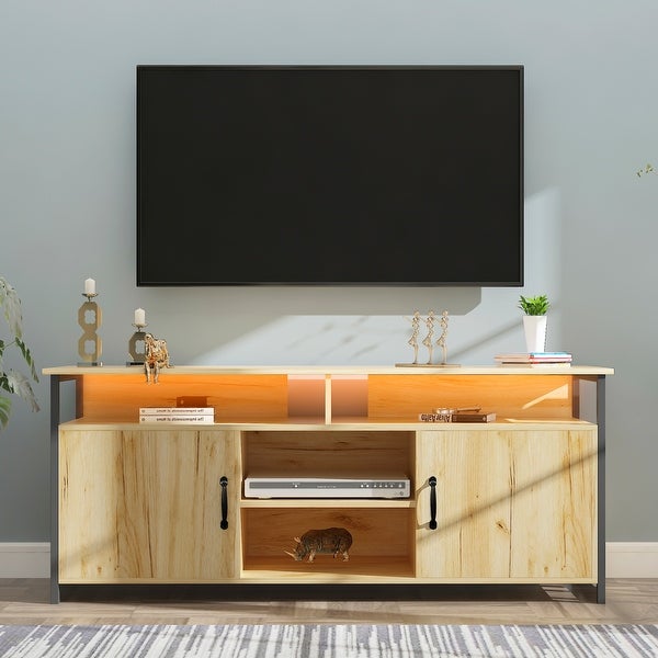 TV Stand ，Modern Wood Universal Media Console with Metal Legs