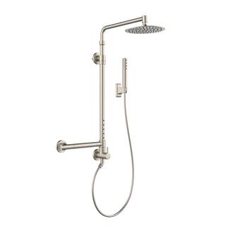 PULSE Showerspas Atlantis 3-Spray Patterns with 2.5 GPM 10 in. Wall Mounted Dual Shower Heads with Body Jets in Brushed Nickel 1059-BN