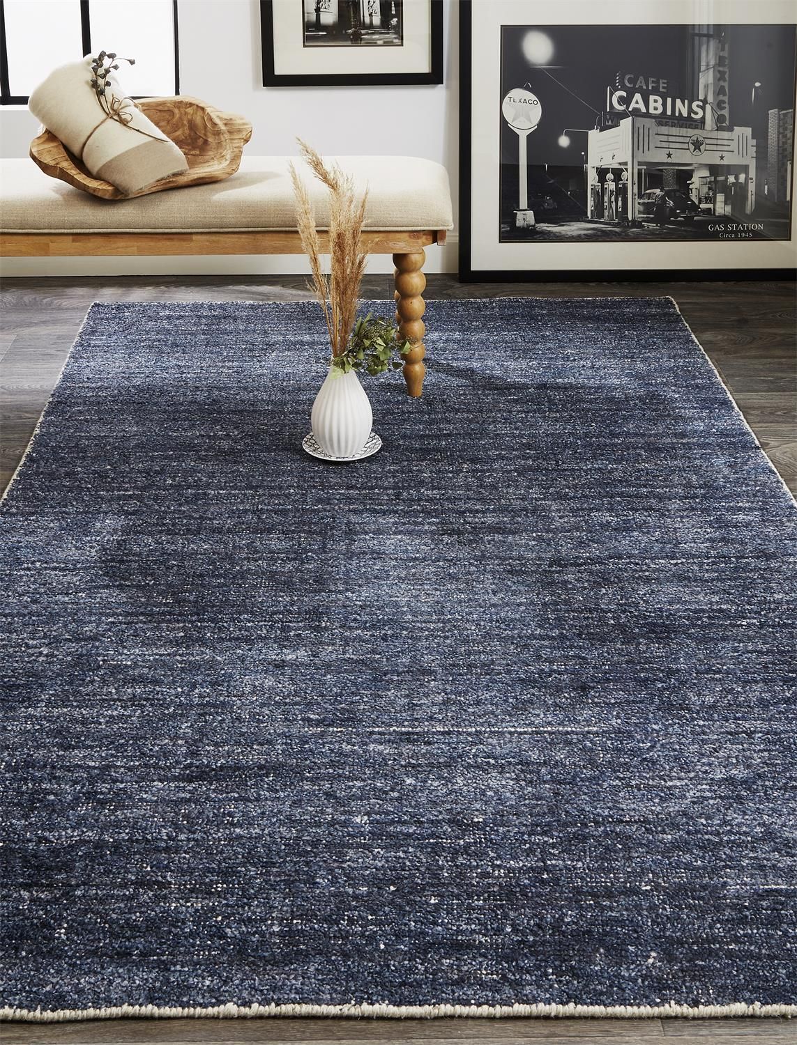 Legros Hand Woven Navy Blue Rug by BD Fine