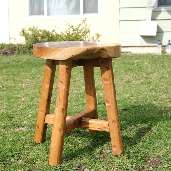 Greenage Teak Stool Side Table Handmade Natural Plant Stool