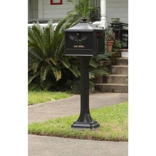 Architectural Mailboxes Pedestal Black Large Aluminum Locking All-In-One Mailbox and Post Combo PED00BAM