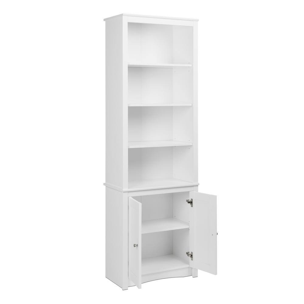 Prepac 80 in. White Wood 6-shelf Standard Bookcase with Doors WSBH-0004-1