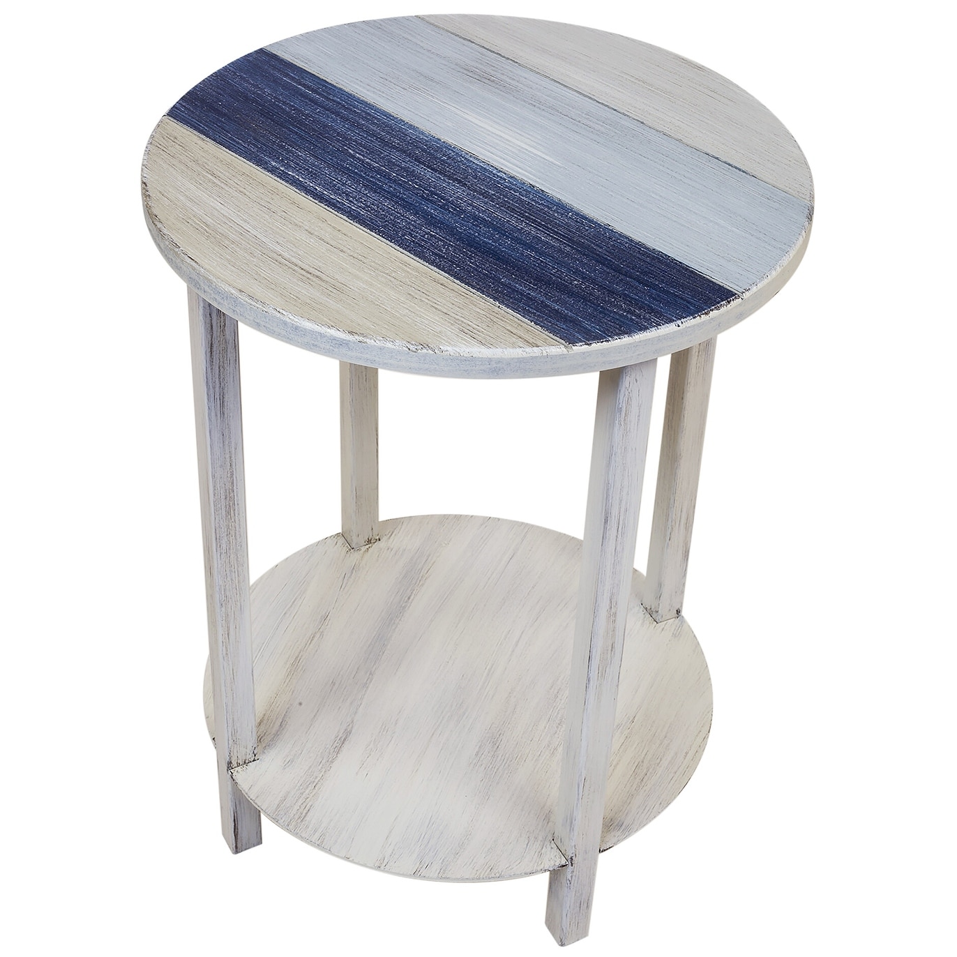 Coastal Round Deck Board End Table