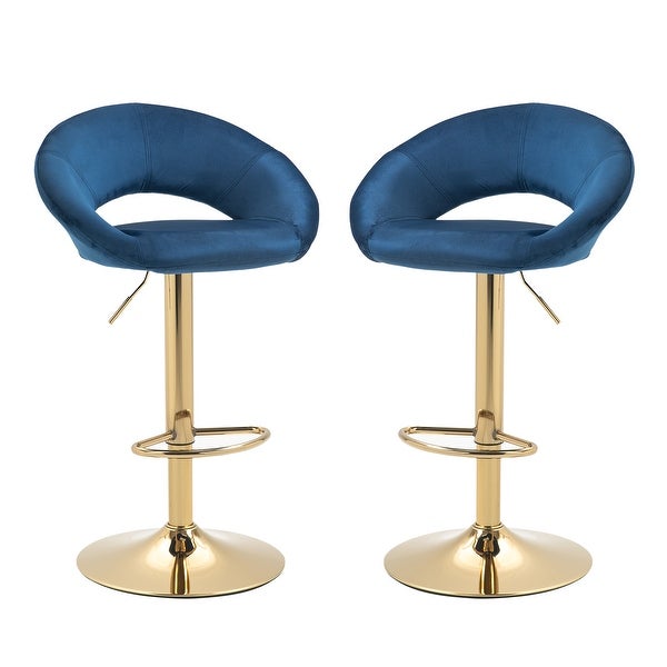 Velvet Adjustable Modern Dining Chairs，Counter Height Bar Chair， Swivel Bar Stools Set Of 2 for Living Room， Kitchen