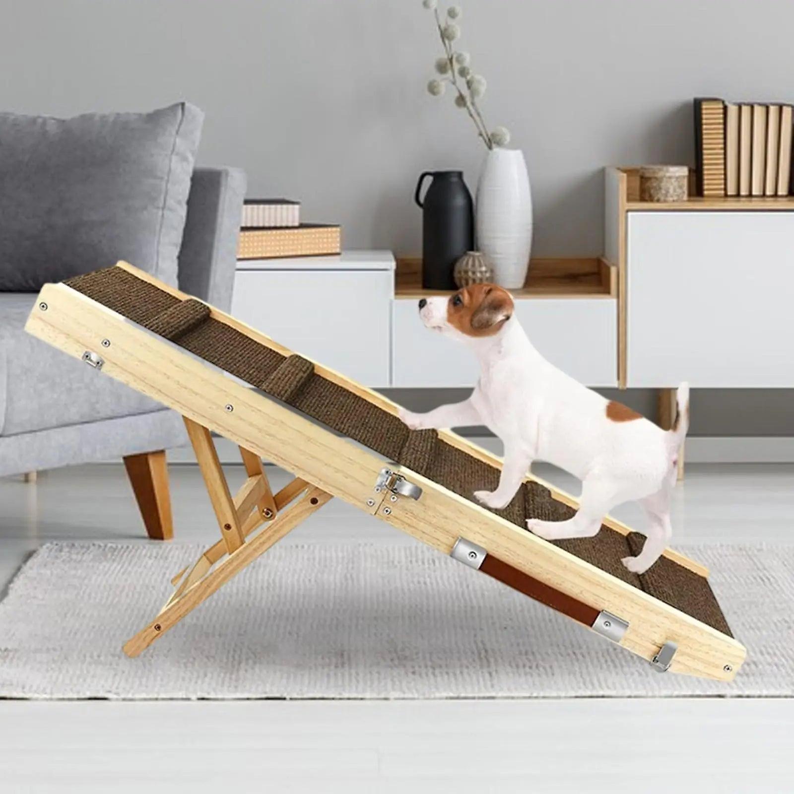 Wooden adjustable dog ramp