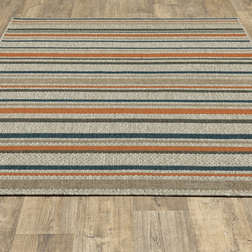 Style Haven Higgins Striped Grey/ Blue Indoor/ Outdoor Area Rug by Havenside Home