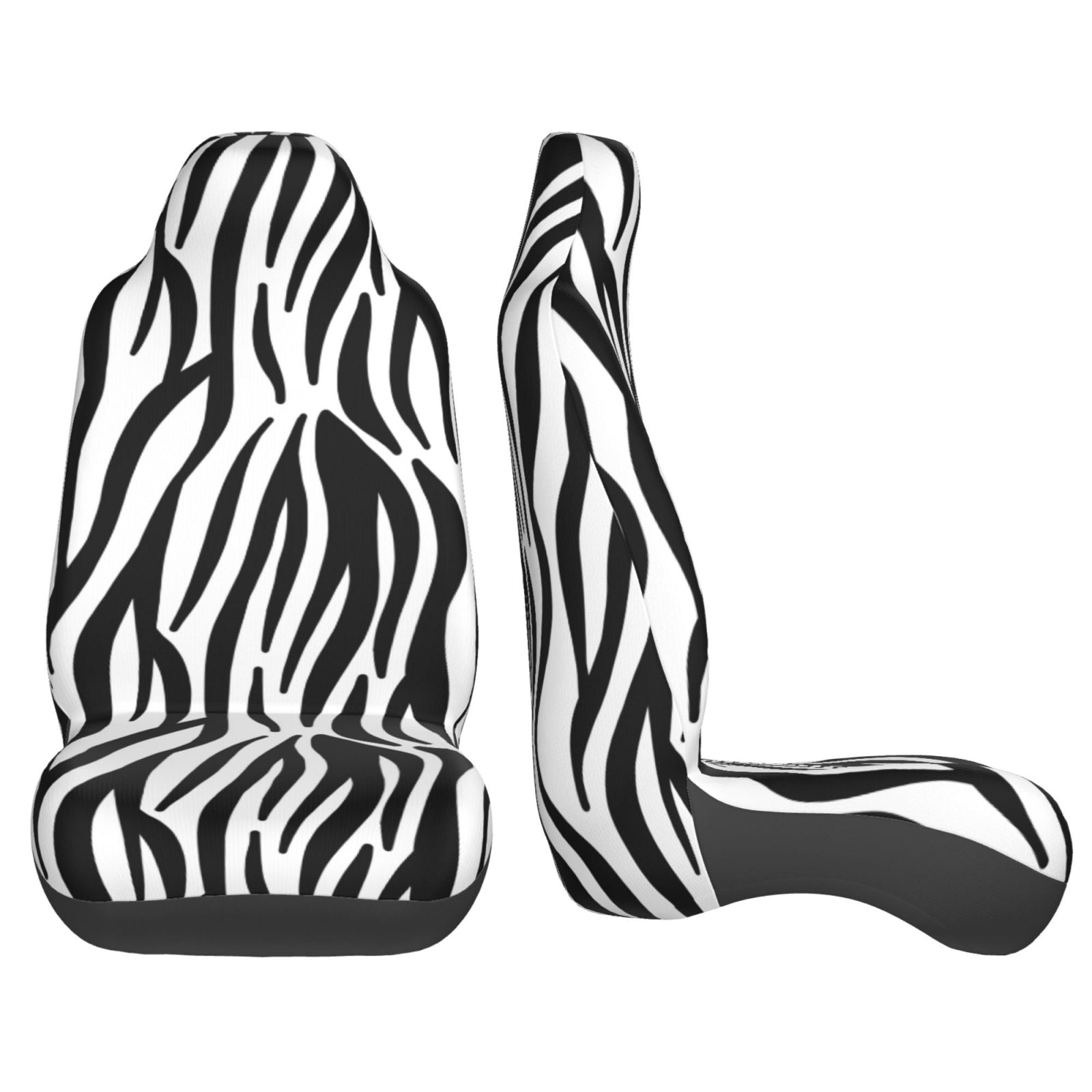 TEQUAN Front Seat Covers， Abstract Animal Zebra Stripes Pattern 2 Piece Car Seat Cover Fit Most Car SUV Truck Van