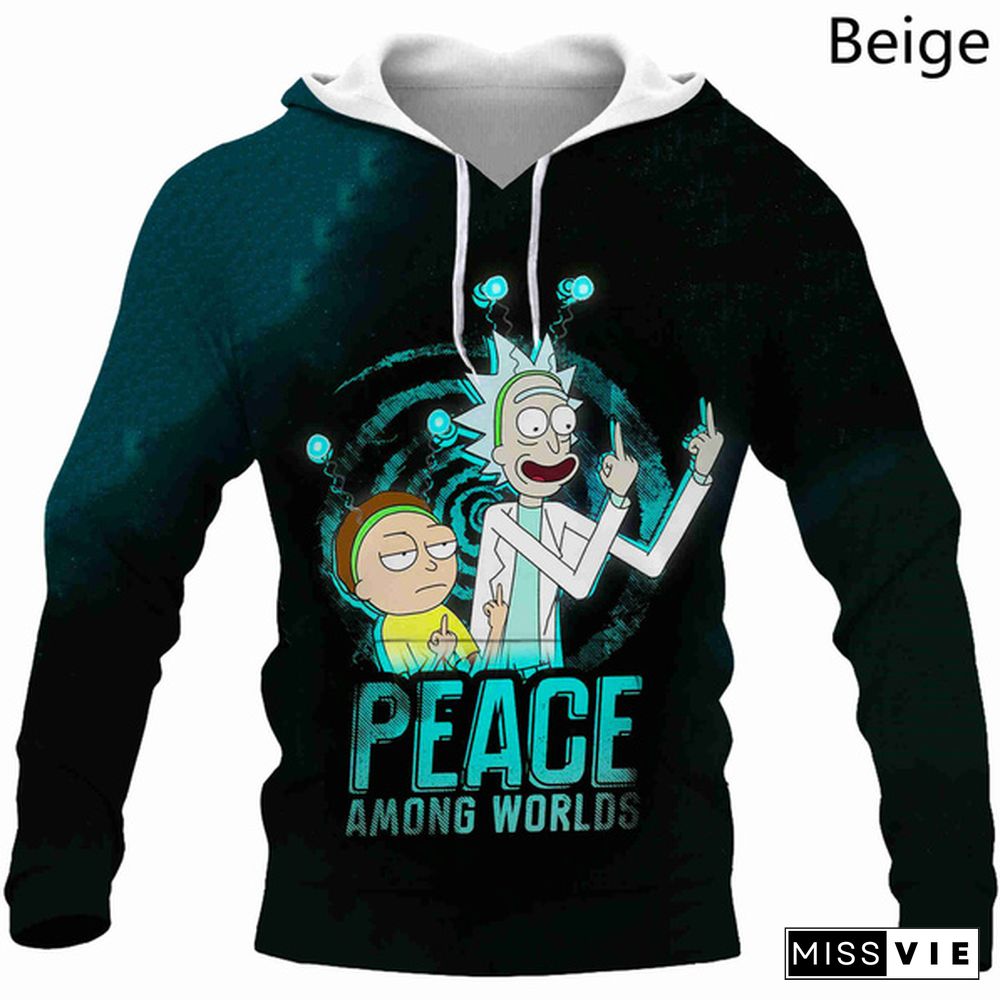 Newest Fashion New Autumn Winter Fashion Rick And Morty 3D Printing Cartoon Hoodie Sweatshirt Casual Pullover For Men And Women Tops Plus Size Xs-5Xl