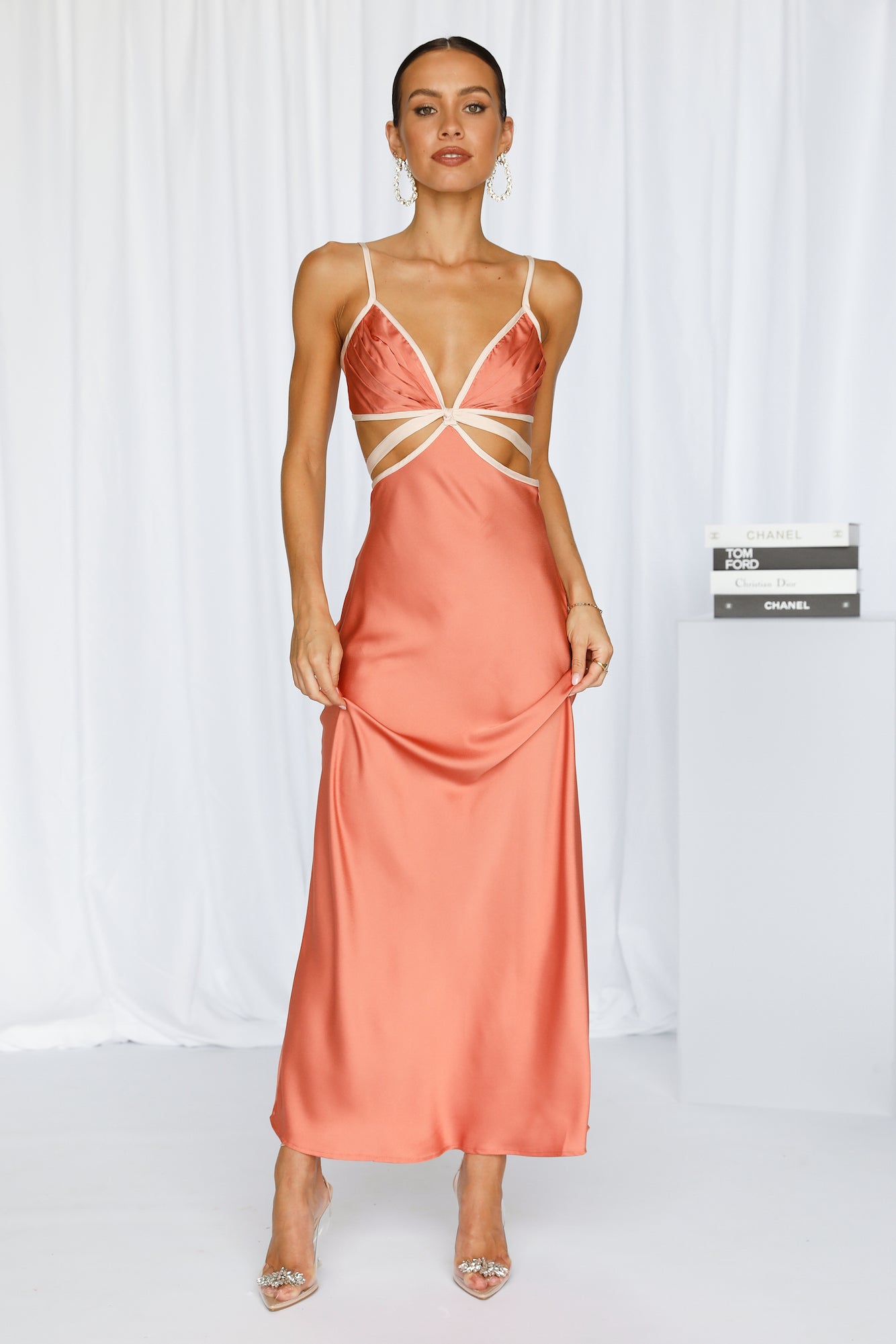 Imaginary Nights Midi Dress Coral