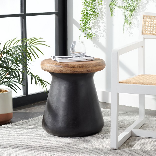 Button Indoor outdoor Modern Concrete Round Accent Table Safavieh