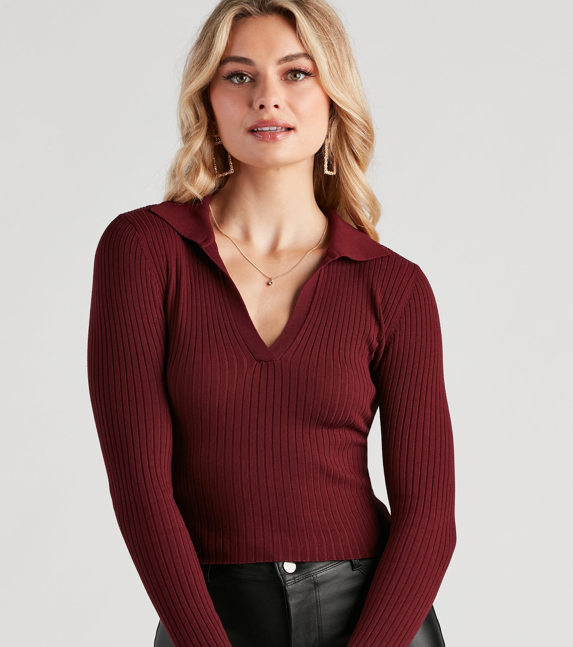 Collared and Chic Ribbed Top