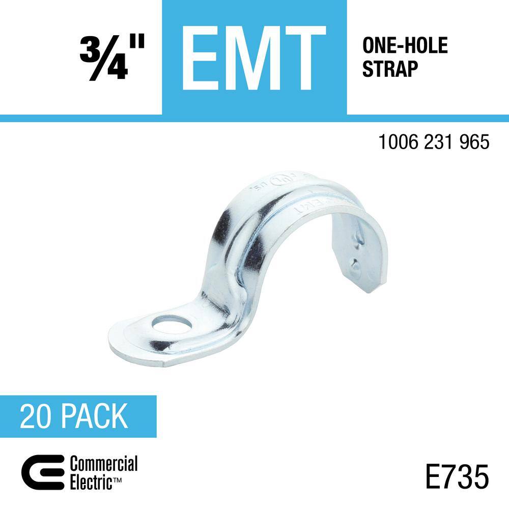 Commercial Electric 34 in. Electrical Metallic Tubing (EMT) One-Hole Strap (20-Pack) FES1S-75-20