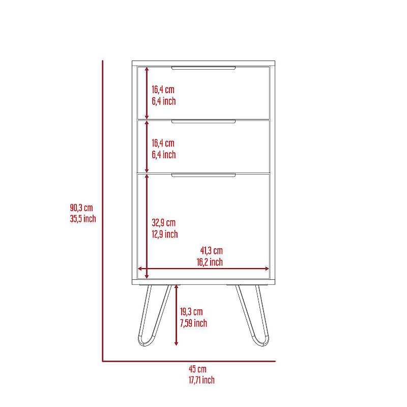 London Dresser， Three Drawers， Superior Top， Hairpin Legs