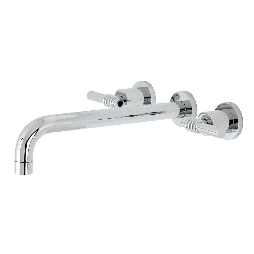 Kingston Brass Milano 2-Handle Wall Mount Tub Faucet in Polished Chrome (Valve Included) HKS8051ML