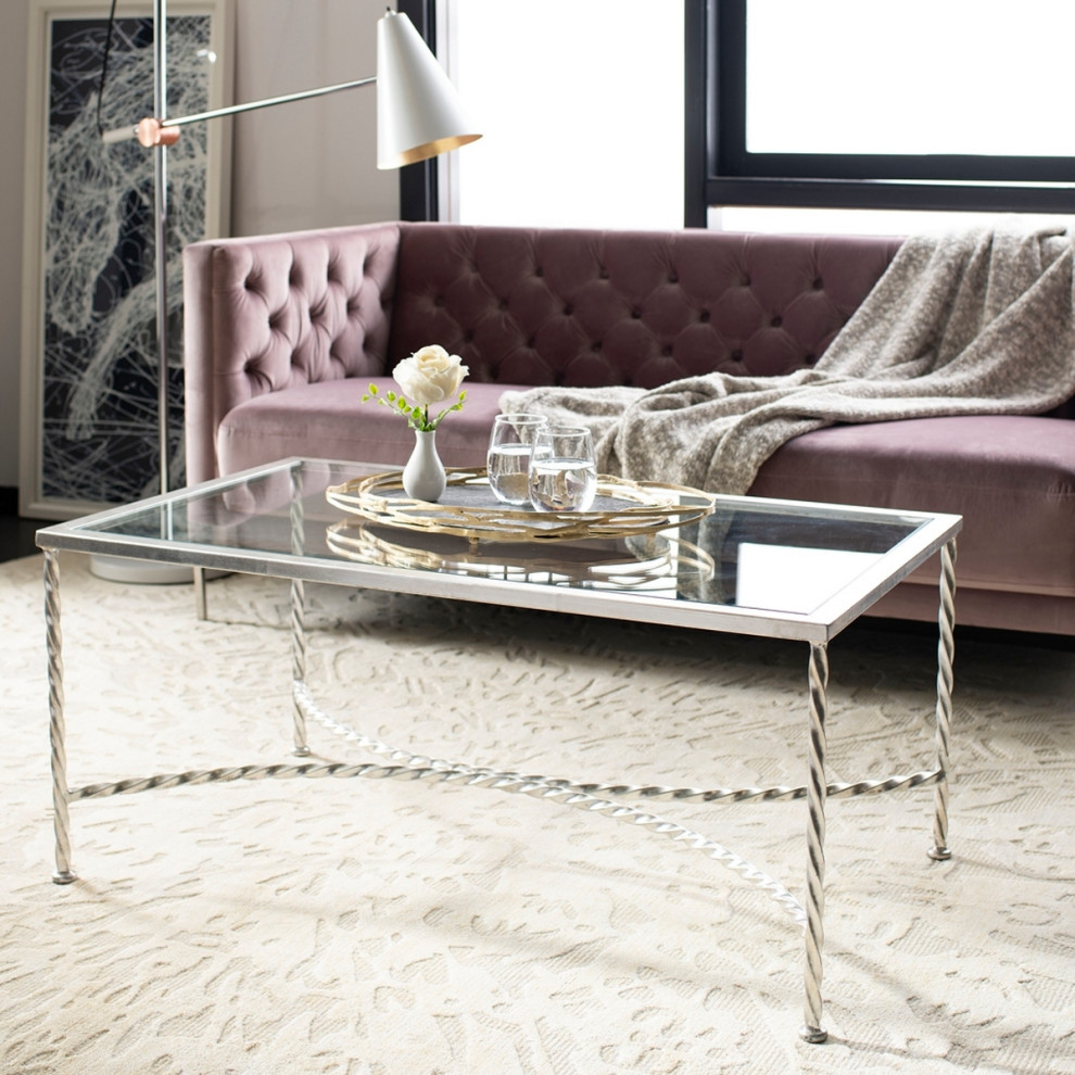 Quora Silver Leaf Glass Coffee Table   Modern   Coffee Tables   by Virgil Stanis Design  Houzz