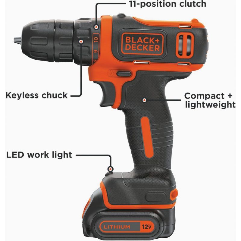 Blackamp Decker 12V MAX Lithium-Ion Cordless Drill Kit