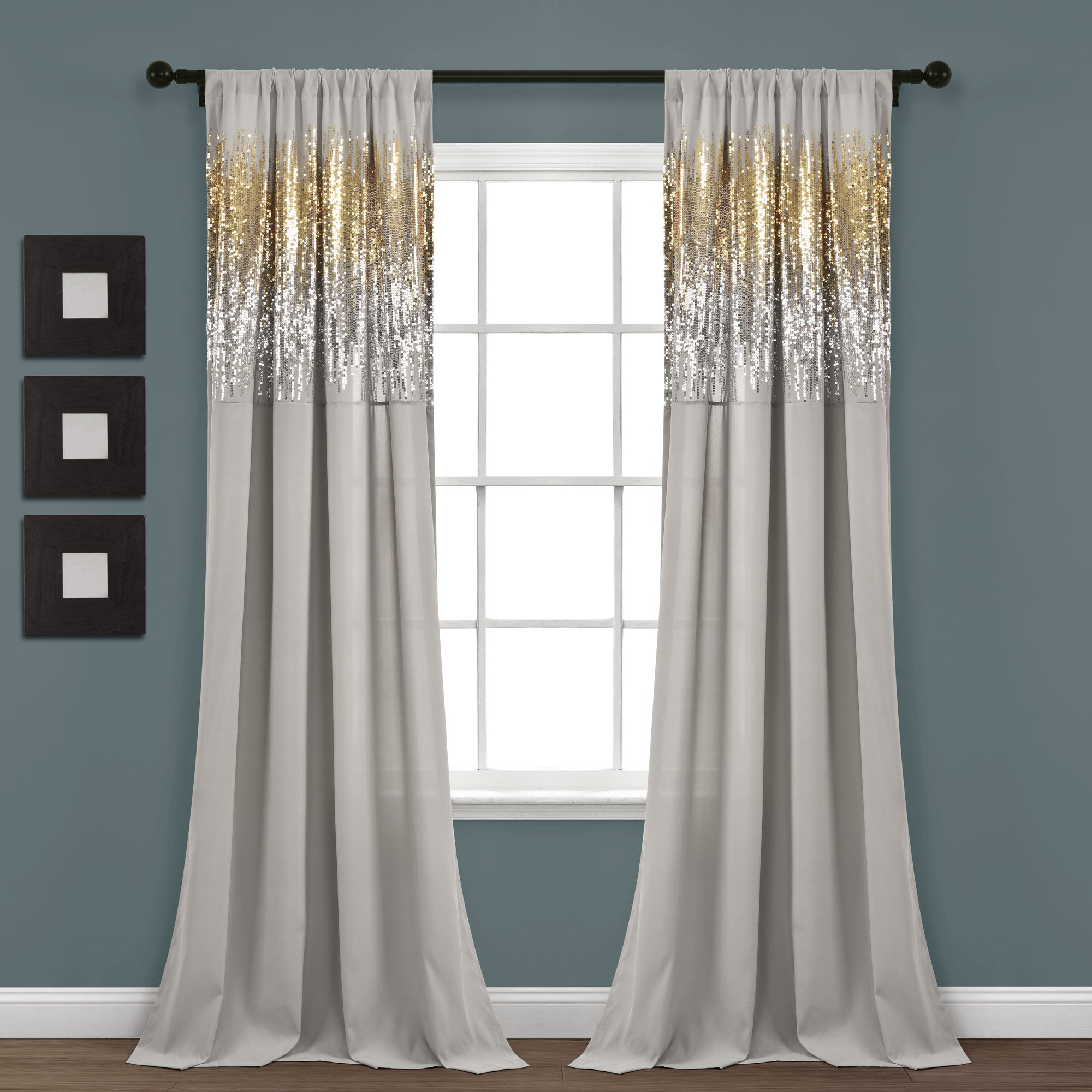 Shimmer Sequins Window Curtain Panel Set