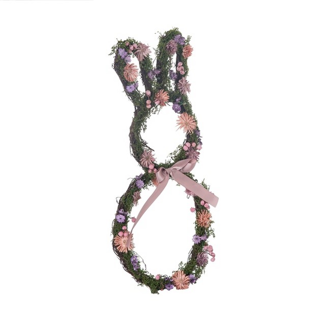 Transpac Natural Fiber 14 96 In Multicolor Easter Wildflower Bunny Shaped Wreath