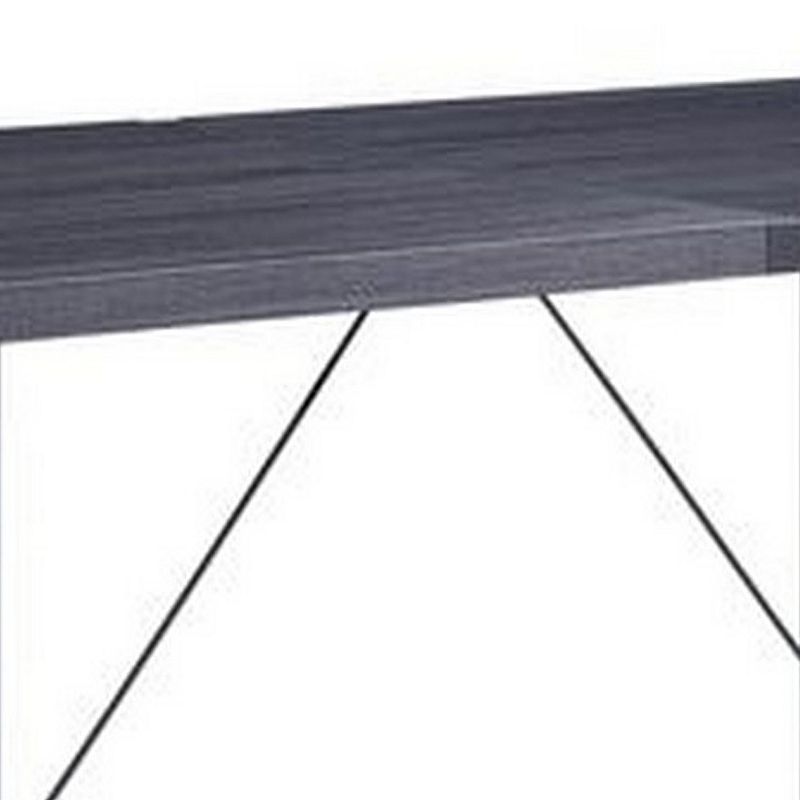 Dining Table with Rectangular Metal Inserted Top and Sled Base， Gray