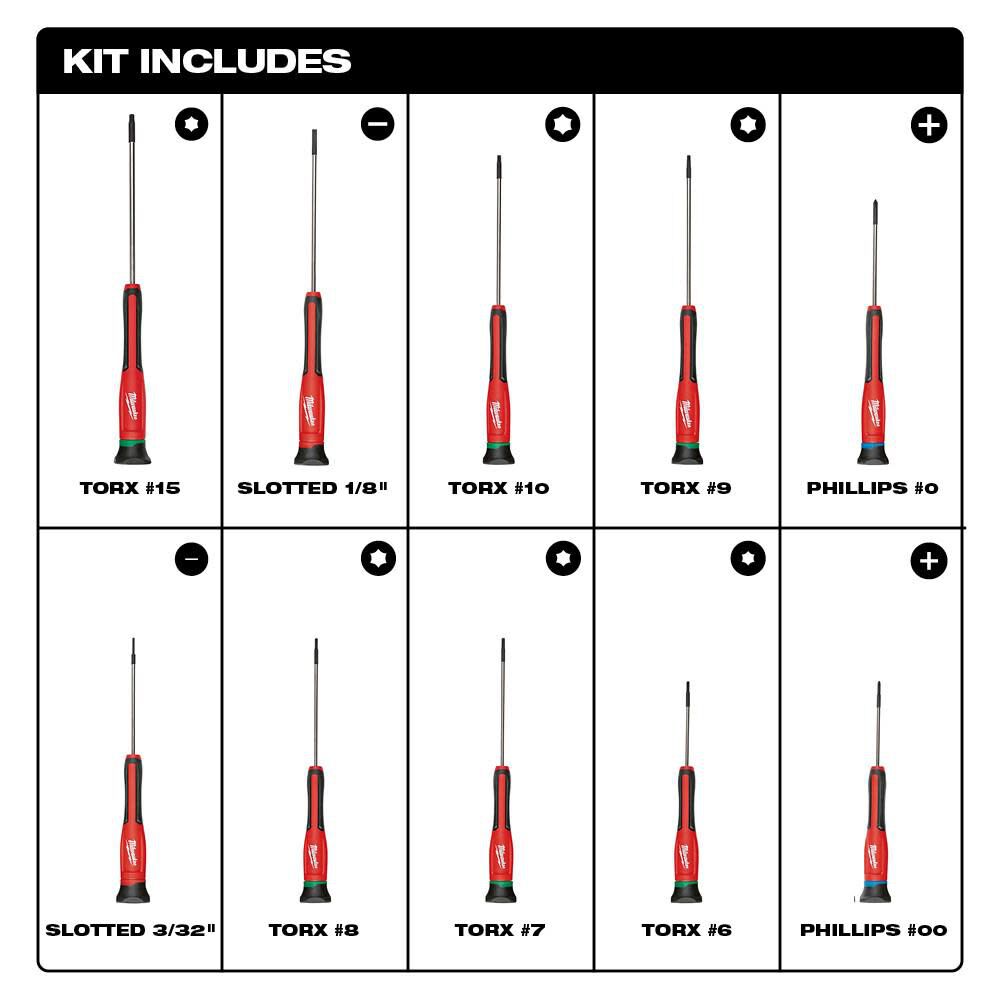 MW 10pc Precision Screwdriver Set 48-22-2612 from MW