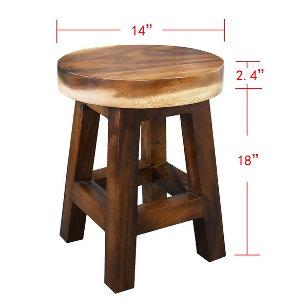 Wood Small Round Stool Side Table - 14