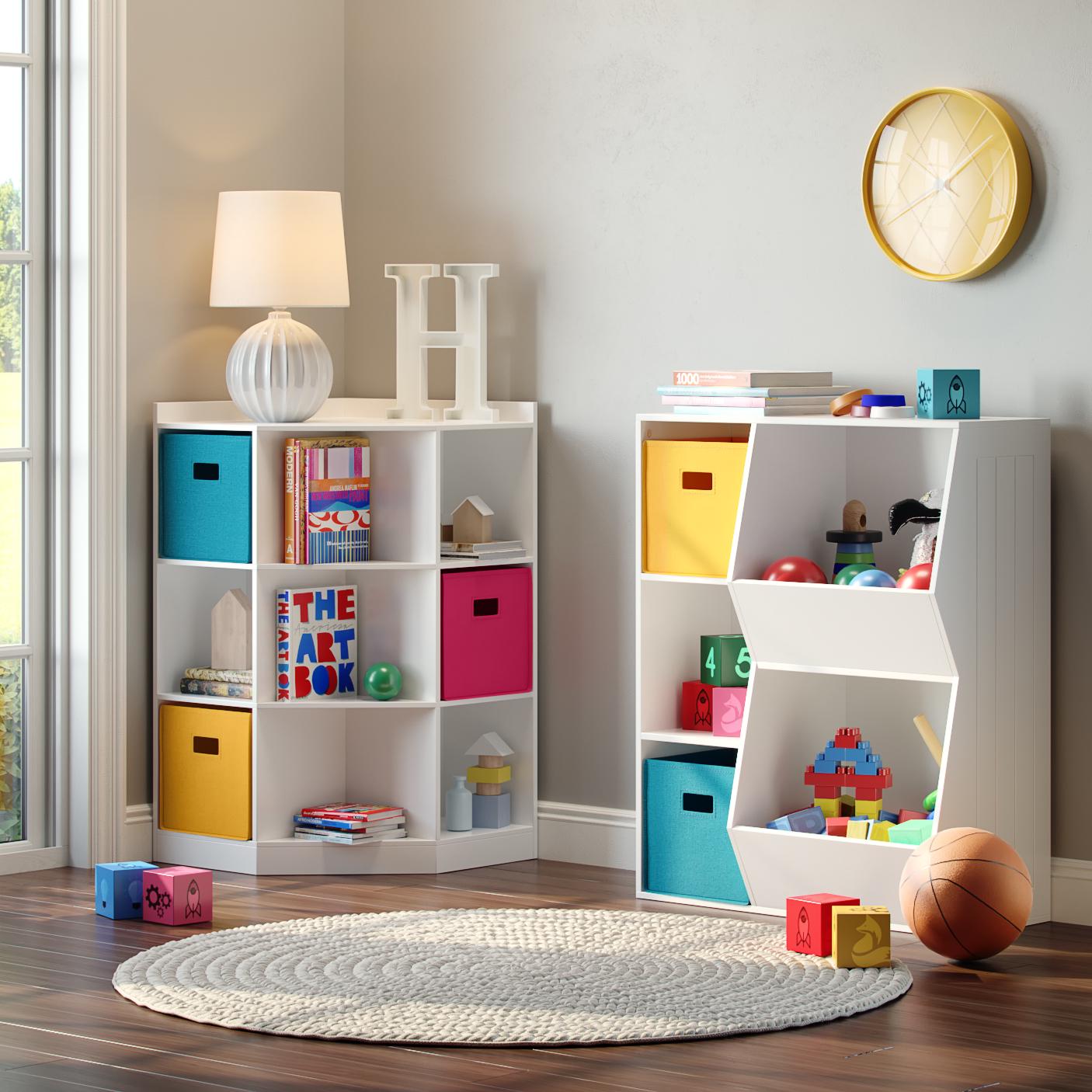 RiverRidge Home Kids 6  Cubby， 3  Shelf Corner Cabinet  White