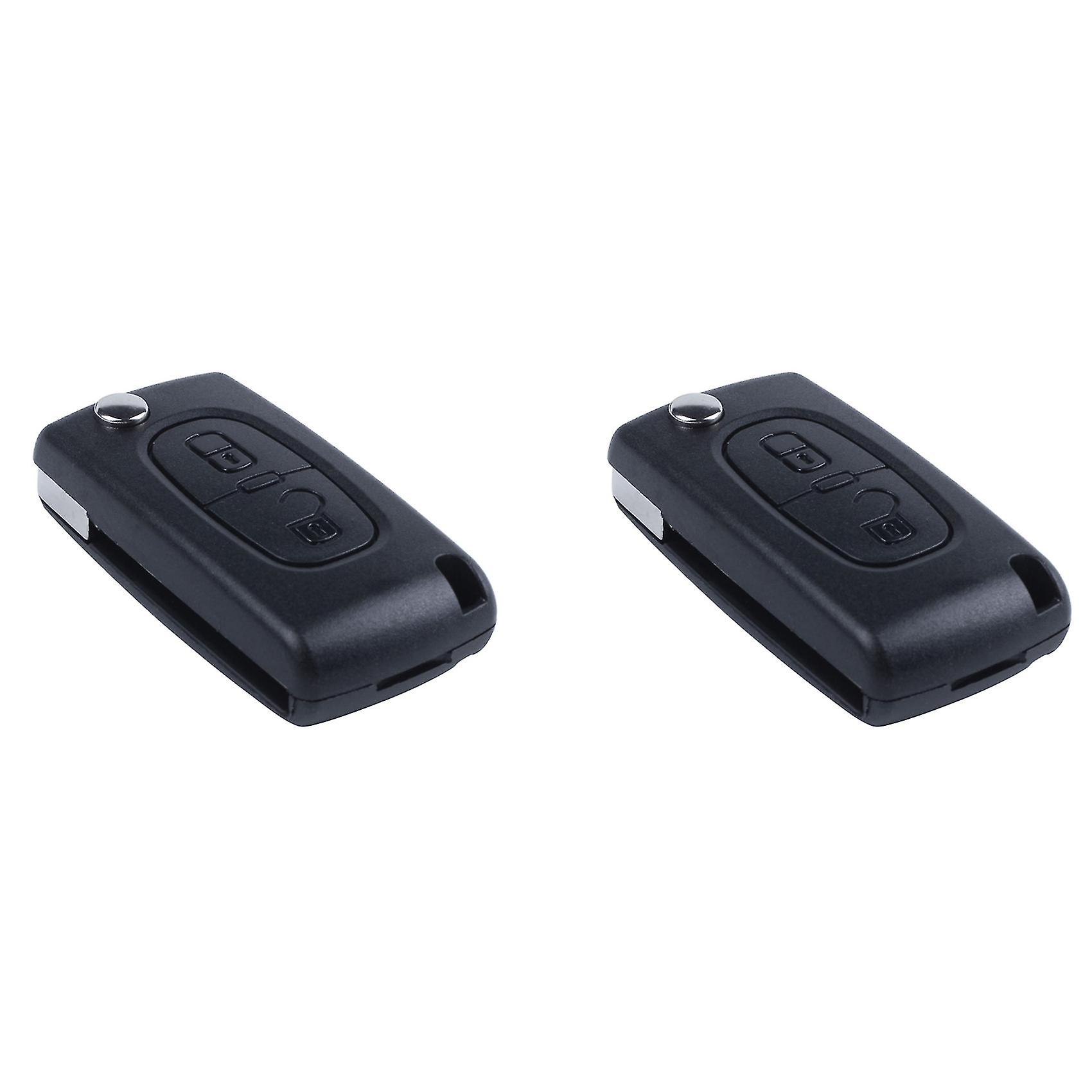 2x Flip Replacement Remote Car Key Case Shell For C2 C3 C4 C5 C6 C8 2 Buttons Black