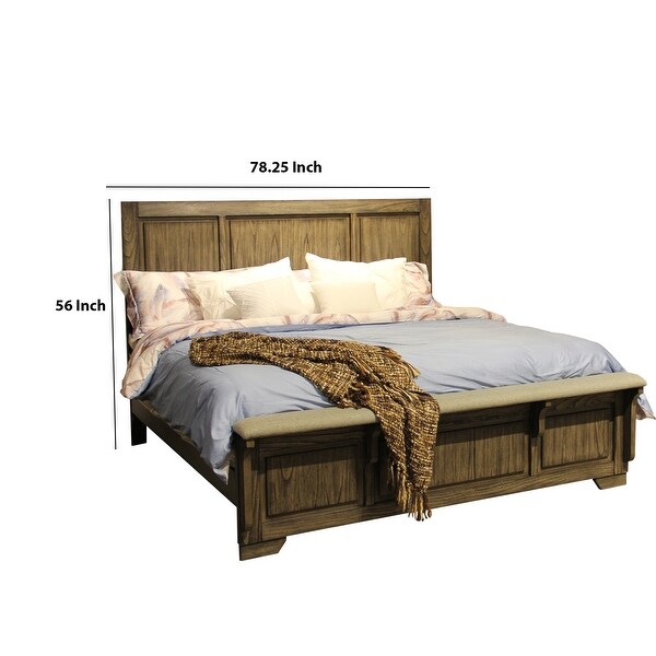 Wooden Eastern King Size Headboard Three Panelled Frame Design， Brown - - 32268403