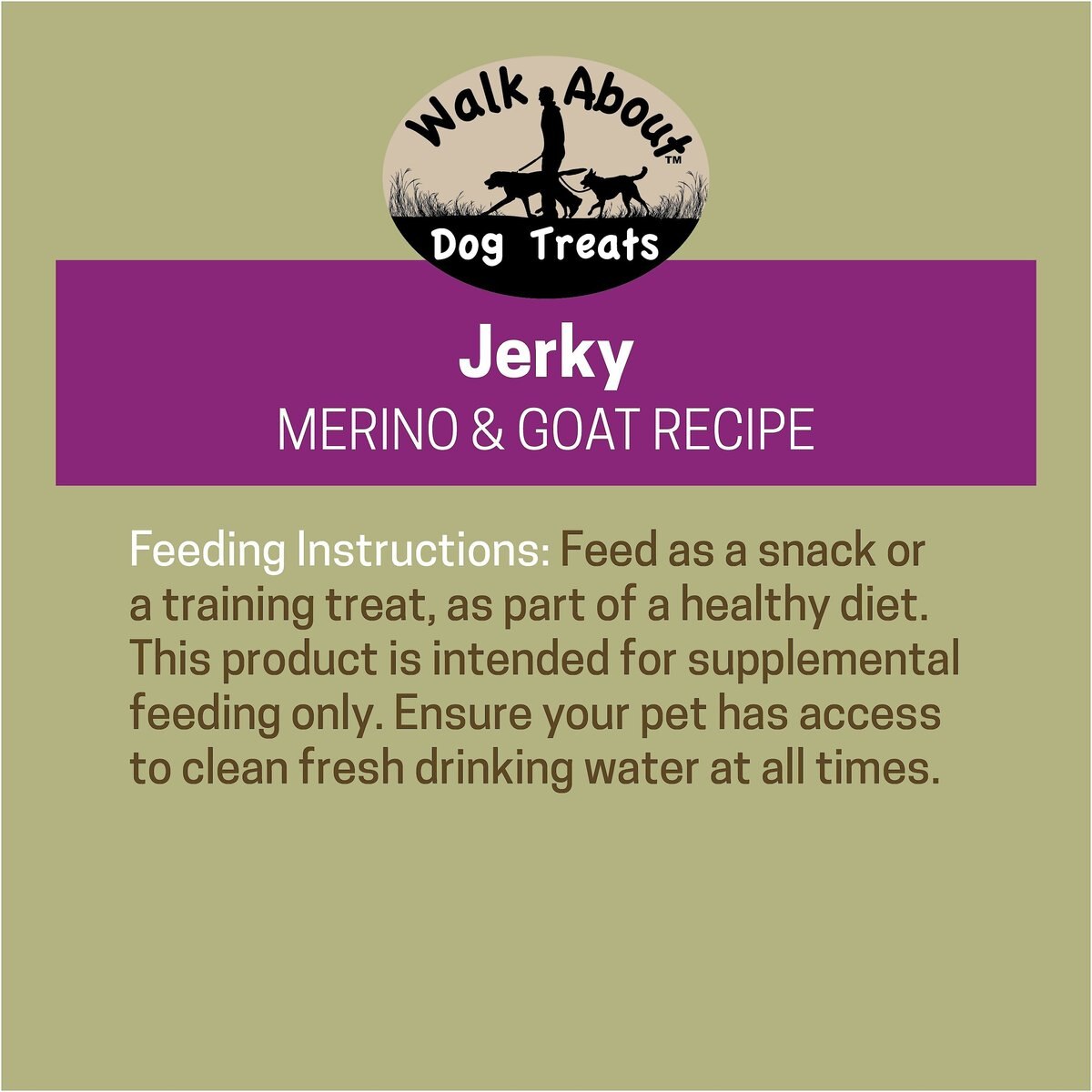 Walk About Lamb and Goat Grain-Free Jerky Dog Treats， 5.5-oz bag