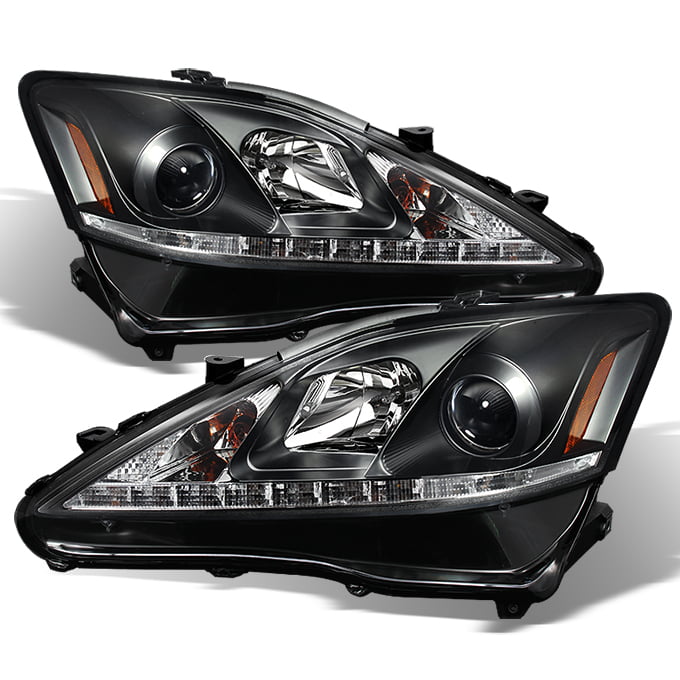 Fits 2006-2013 Lexus IS250 IS350  Black LED DRL Projector Headlights Left+RIght