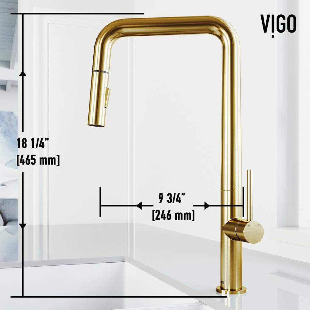 VIGO Parsons Single Handle Pull-Down Sprayer Kitchen Faucet in Matte Brushed Gold VG02031MG