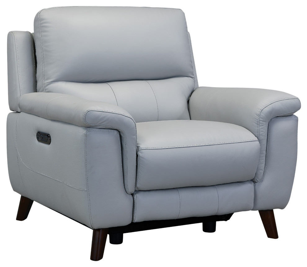 19 quotPower Reclining Leather Chair With Usb Port  Gray   Midcentury   Recliner Chairs   by VirVentures  Houzz