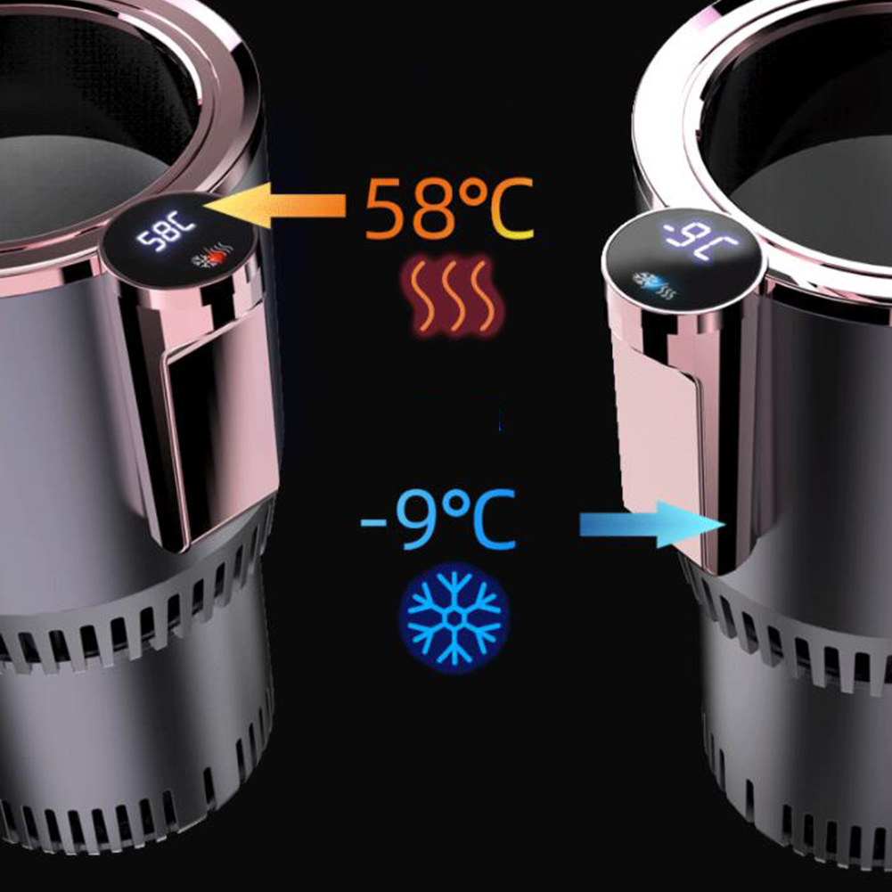 iSpchen Car Cup Warmer Cooler 12V Smart Insulation Cooling Cup Warm Milk Cup Coffee Drink Milk Heater for Road Trips Commuting Leisure Black