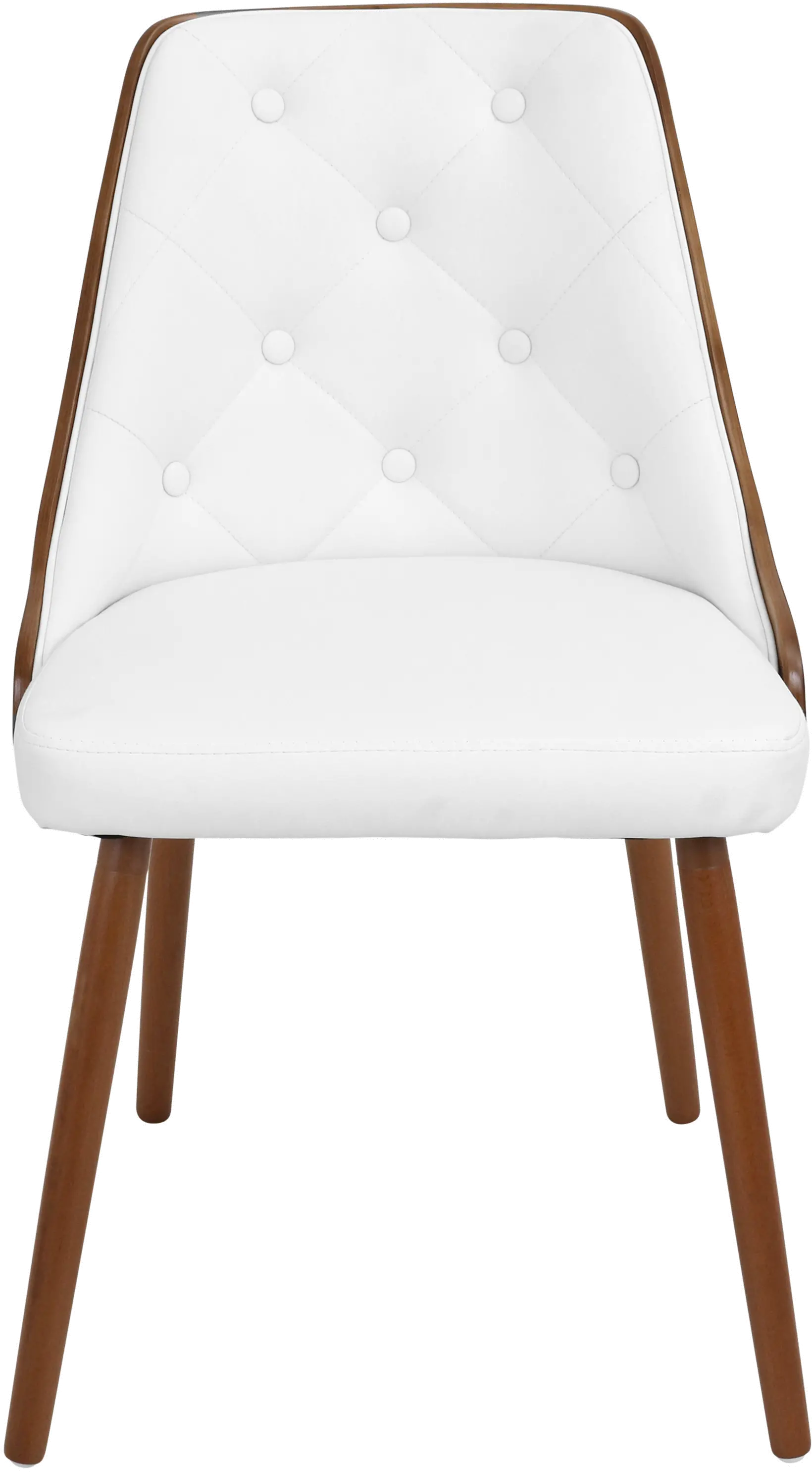 Mid Century White and Brown Faux Leather Dining Room Chair - Gianna