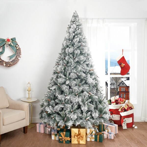 Glasgow Artificial Christmas Tree，Prelit Christmas Tree with Lights，Pine and Hinged White Christmas Trees with Tips