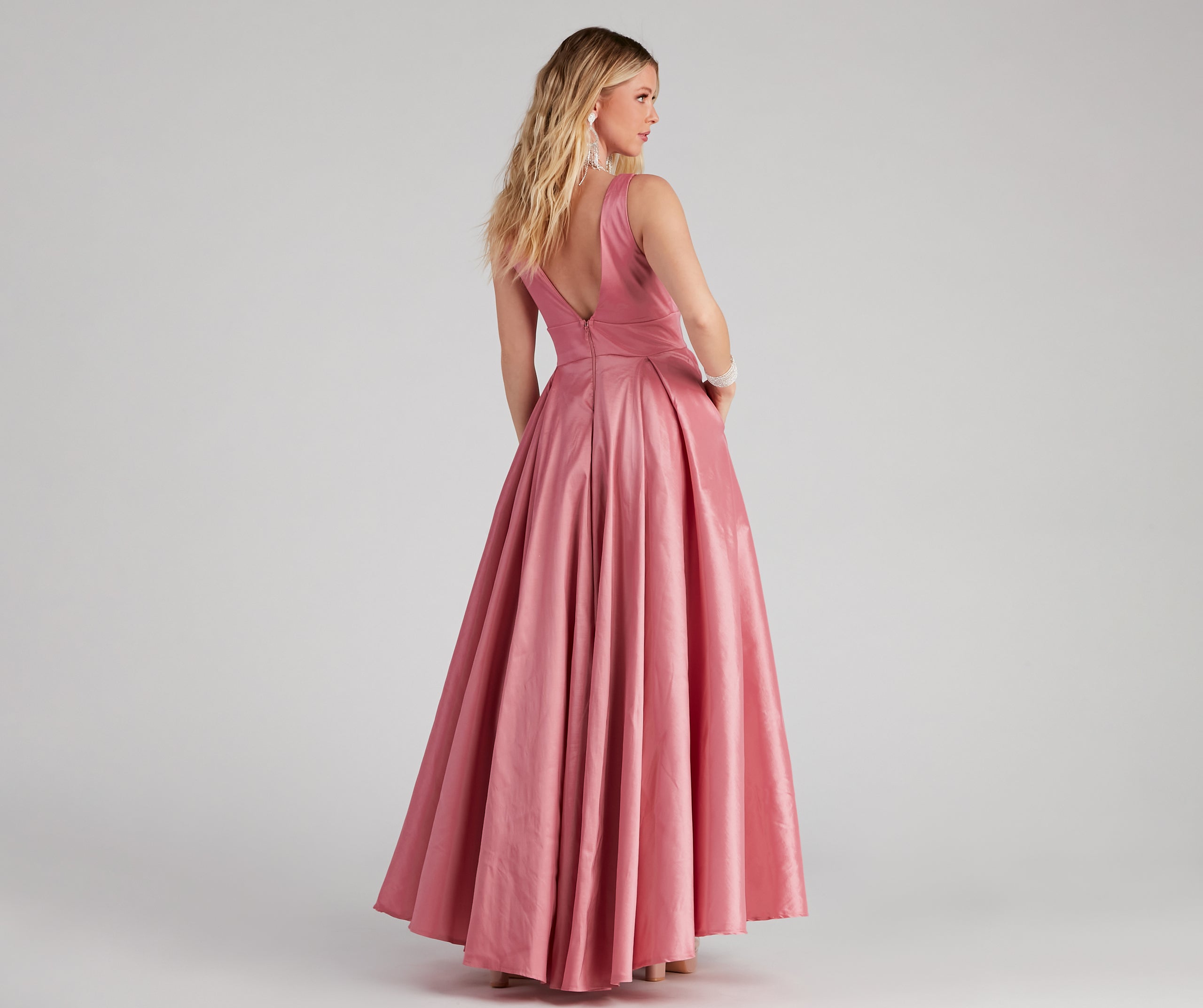 Angelita Taffeta Deep V Ball Gown