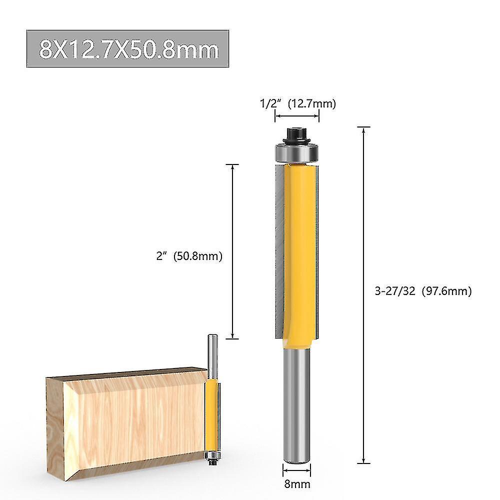 Extra Long Flush Trim Router Bit Woodworking Milling Cutter For Wood Diy Tool(yellow)(2pcs) Botao