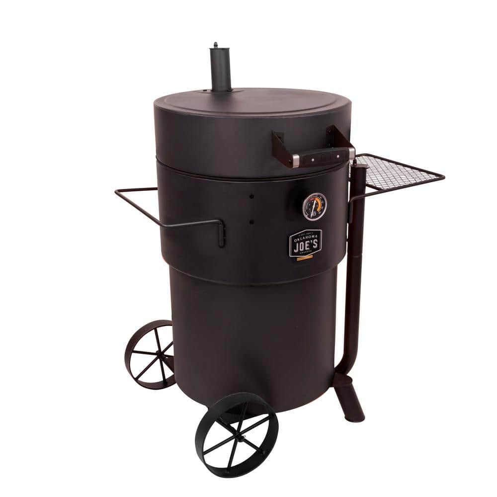 OKLAHOMA JOE'S Bronco Pro Charcoal Drum Smoker and Grill in Black with 366 sq. in. Cooking Space 19202099