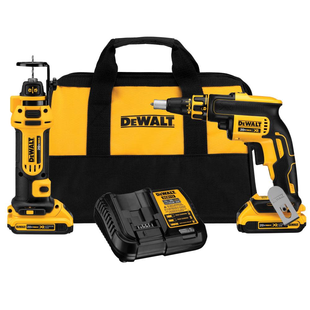 DeWalt 20 Volt MAX Cordless Lithium-Ion Drywall Screw Gun And Cutout Tool Kit